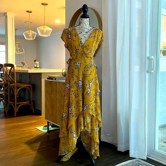 Mustard Maxi Wrap Dress - Picture 1 of 14